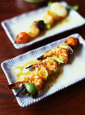 Shrimp & vegetable skewers